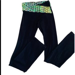 Victoria’s Secret Sport Black Leggings with Neon Print band Athletic Wear